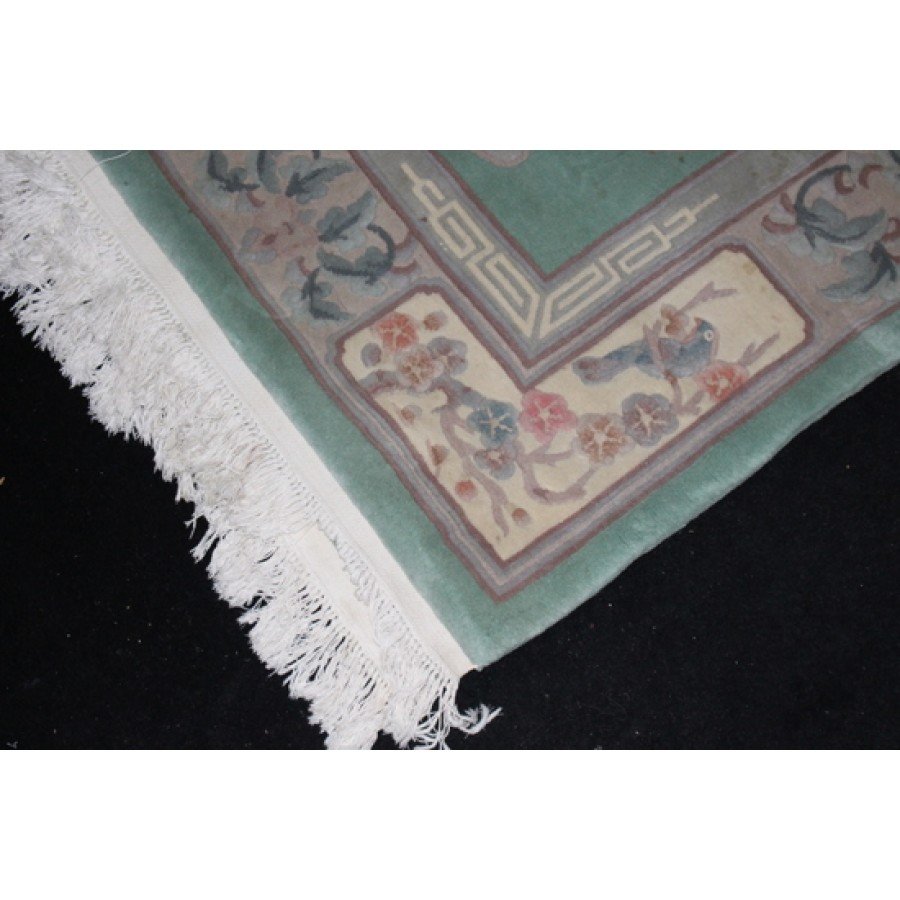 Large Patterned Green Thick Chinese Wool Rug